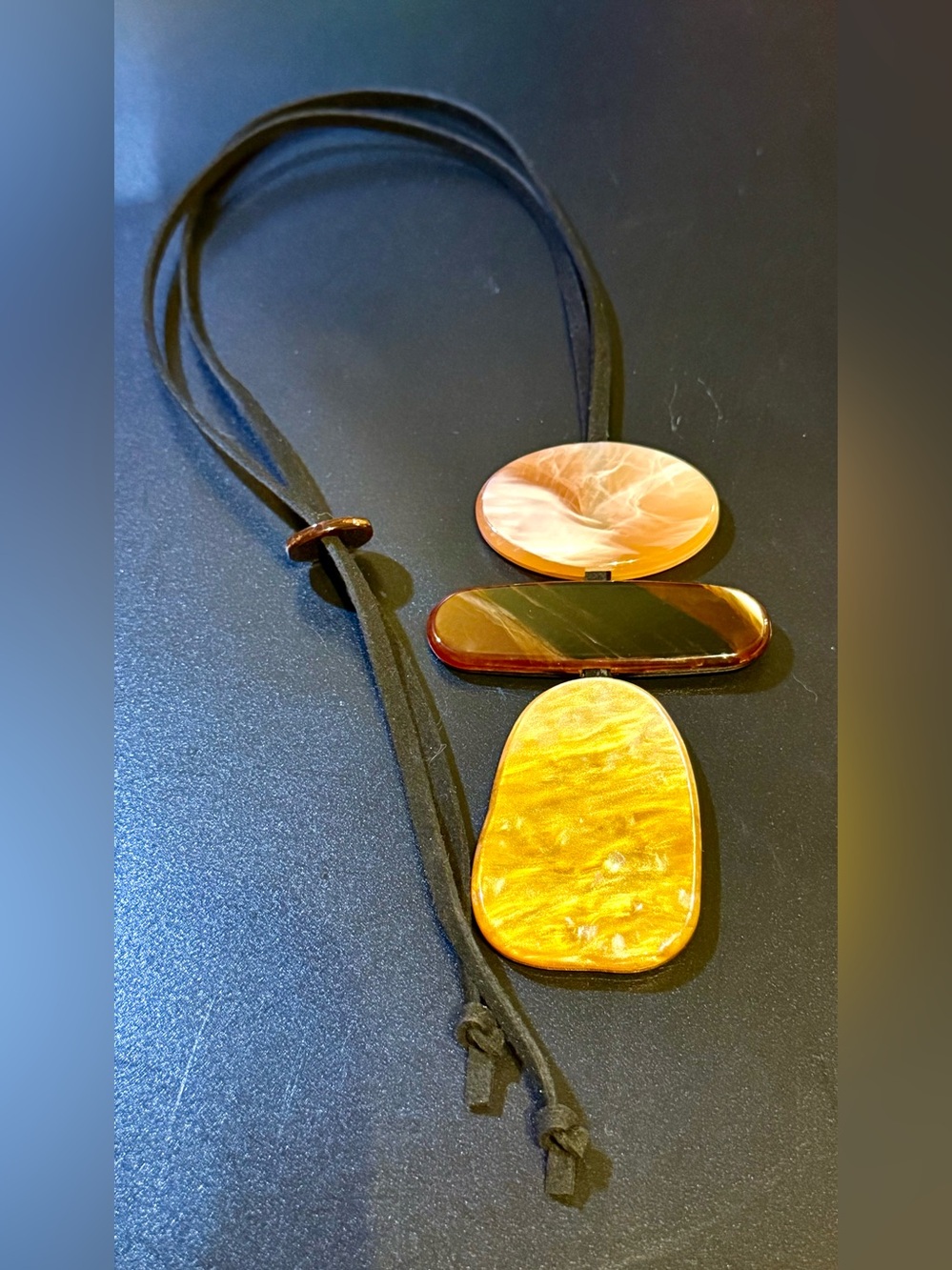 Gold-Tone Resin Pendant Necklace - Women's Fashion Jewelry